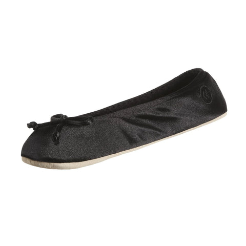 Black glittery ballerina shoe on a white background