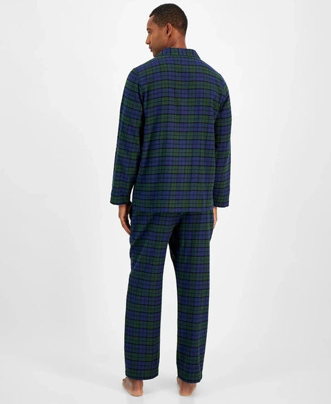 Club Room Men's Lush Meadow 2-Pc. Sato Plaid Flannel Pajama Set | Club Room In Lebanon
