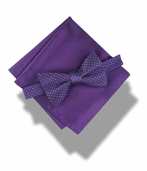 Alfani Men's Purple Geo-Pattern Bow Tie & Solid Pocket Square Set | Alfani In Lebanon
