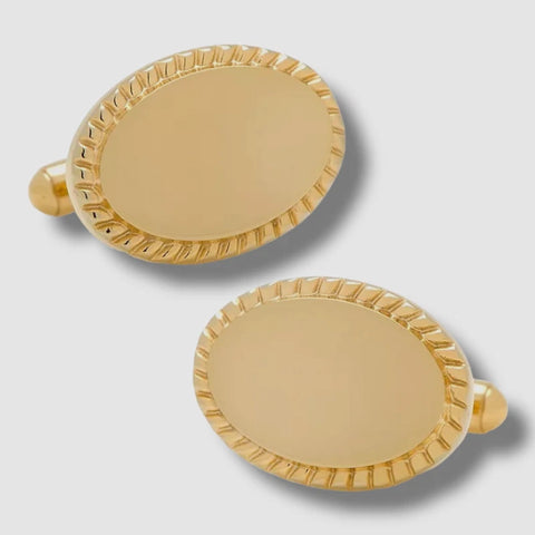 Ox & Bull Men's Gold Plated Oval Rope Border | Ox & Bull In Lebanon