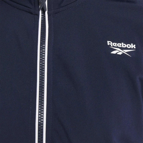 Reebok Women's Navy Logo Tricot Long-Sleeve Track Jacket| Reebok  in Lebanon