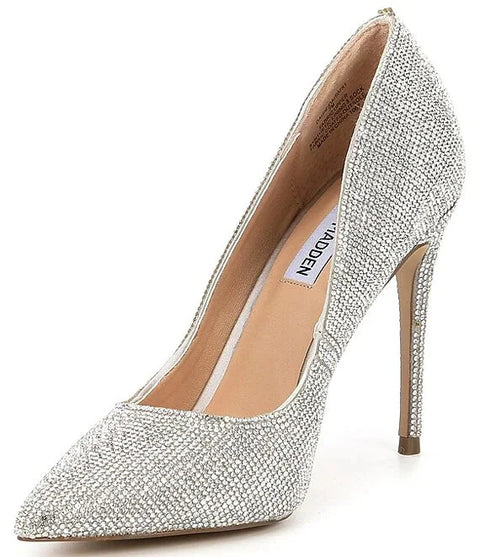 Steve Madden Women's Silver Crystal Daisie Heels | Steve Madden In Lebanon