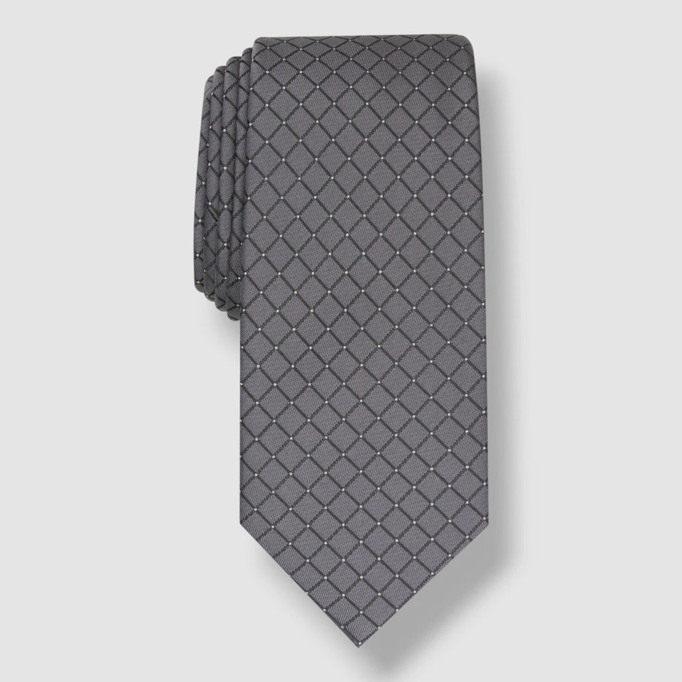 Alfani Men's Charcoal Malone Grid Tie | Alfani In Lebanon