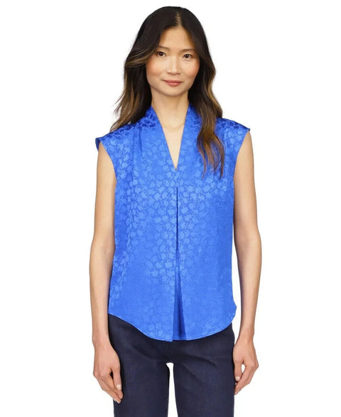 Michael Kors Women's Dark Blue Floral Printed Sleeveless Blouse |Michael Kors In Lebanon