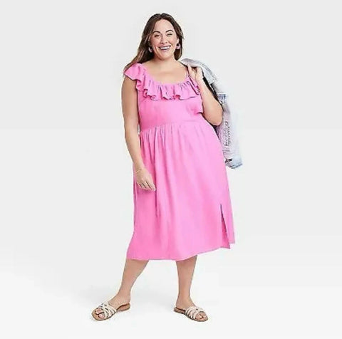 Ava & Viv Women's Pink Ruffle Maxi Empire Waist Dress | Ava & Viv In Lebanon