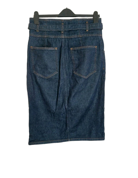Mango Women's Navy Denim Belted Skirt |Mango In Lebanon