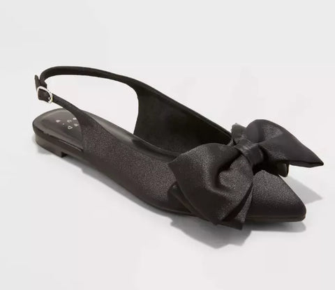 A New Day Women's Black Shelby Bow Slingback Ballet Flats Casual Shoes | A New Day In Lebanon