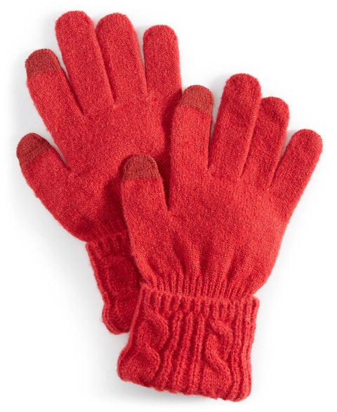 Style & Co Women's Red Shine Cable Knit Tech Gloves | Style & Co In Lebanon