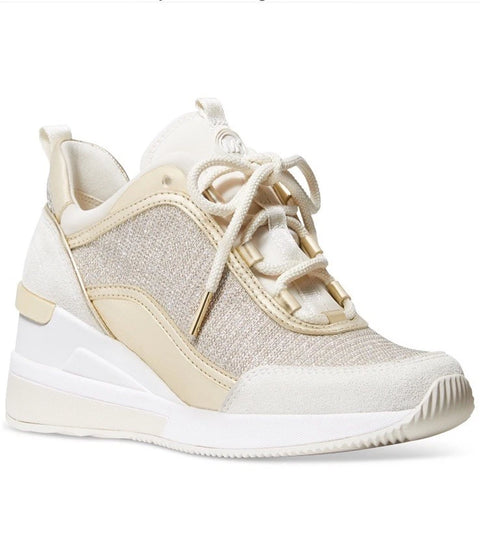Michael Kors Women's White & Gold Lolly Trainer Wedge Sneakers |Michael Kors In Lebanon