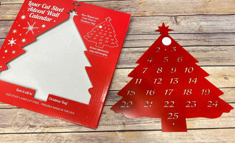 Cutting Edge Red Metal Laser Cut Advent Calendar with Moveable Magnet Christmas Tree | Cutting Edge In Lebanon