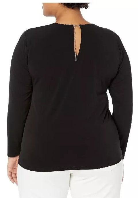 Michael Kors Women's Black Chain Cut Out Knit Long Sleeve Blouse |Michael Kors In Lebanon