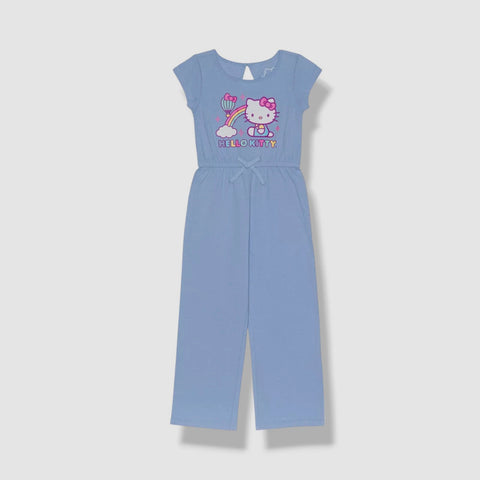 Hello Kitty Girl's Blue Cotton Short-Sleeve Jumpsuit | Hello Kitty In Lebanon