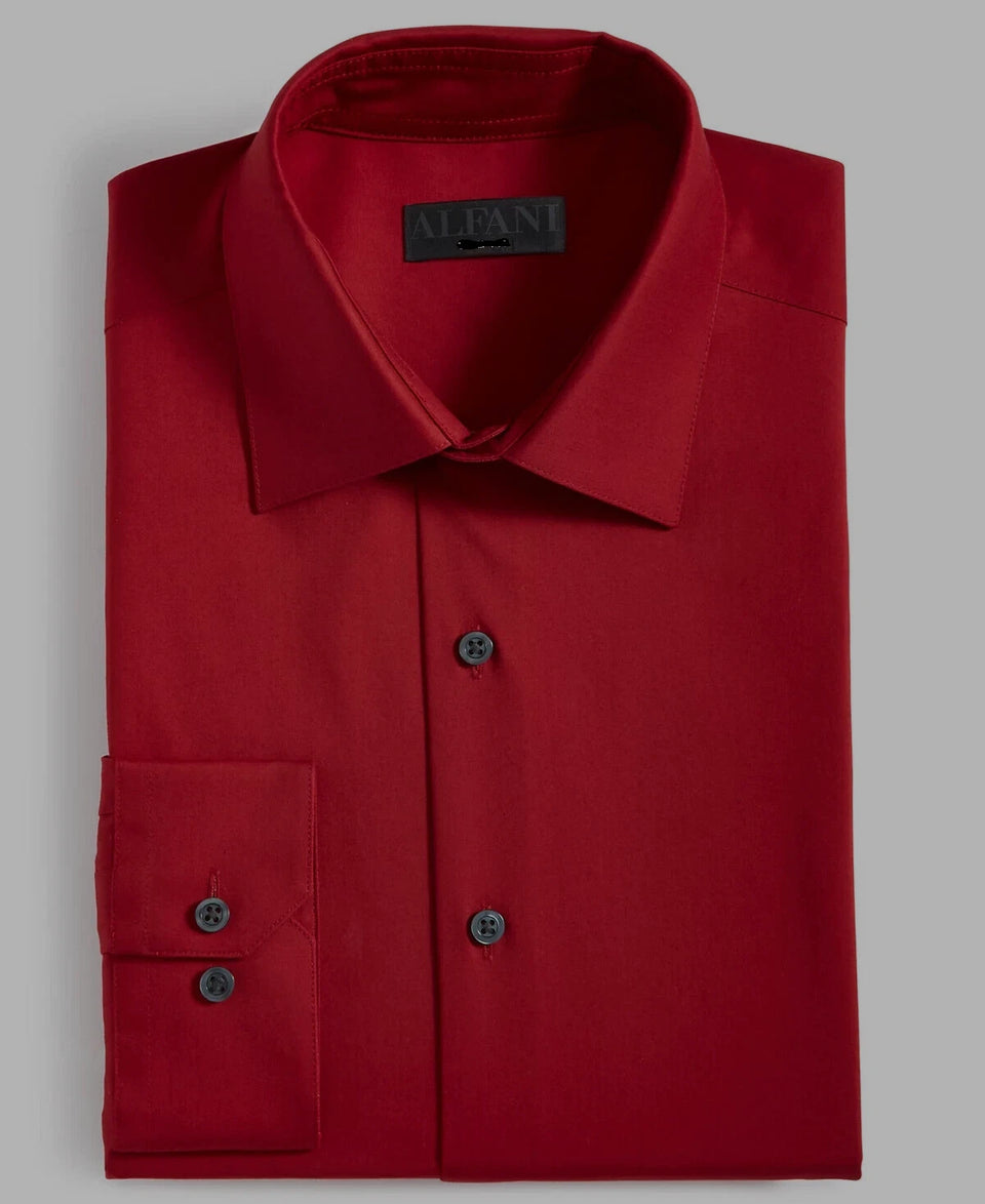 Alfani Men's Red Red Regular Crimson Stretch Dress Shirt | Alfani In Lebanon