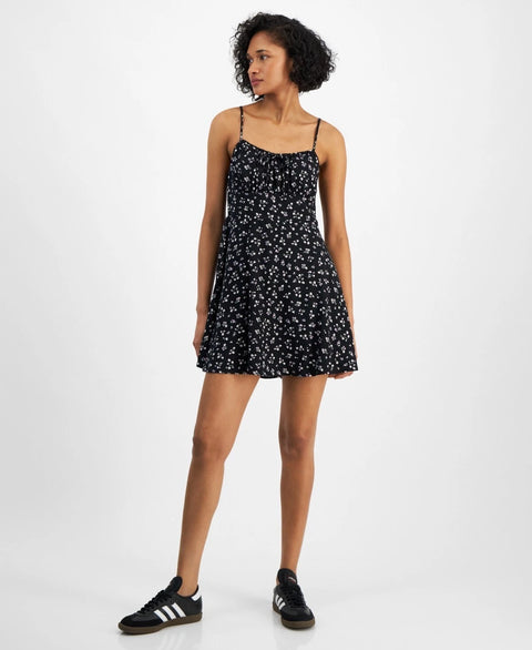 Self Esteem Women's Black Smocked Floral Sleeveless Mini Dress | Self Esteem In Lebanon