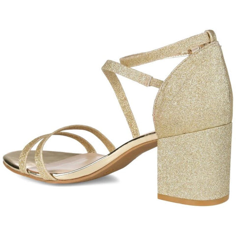 Journee Collection Women's Gold Bella Glittered Strappy Sandals | Journee Collection In Lebanon
