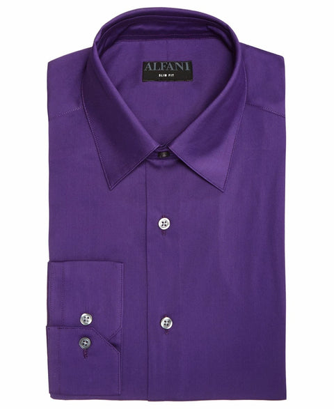 Alfani Men's Dark Purple Slim-Fit Solid Dress Shirt | Alfani In Lebanon