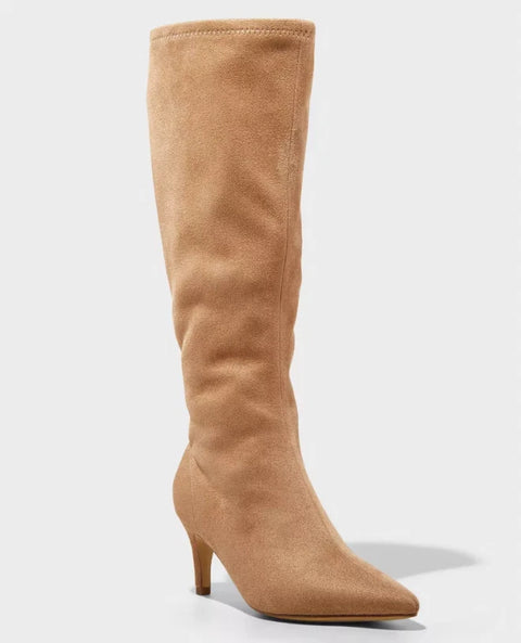 A New Day Women's Tan Nelly Stiletto Mid Heel Tall Boots |A New Day In Lebanon