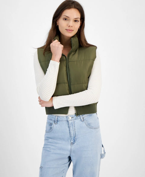 Madden Girl Women's Camo Green Zip-Up Puffer Vest | Madden Girl In Lebanon