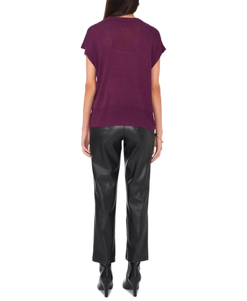 Vince Camuto Women's Plum V-Neck Short-Sleeve Sweater | Vince Camuto In Lebanon
