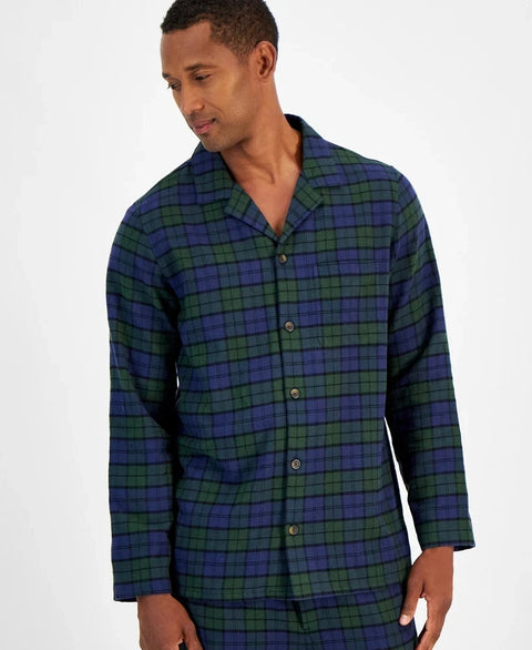 Club Room Men's Lush Meadow 2-Pc. Sato Plaid Flannel Pajama Set | Club Room In Lebanon