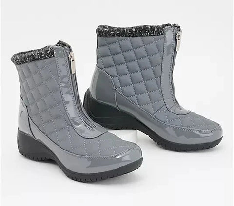 Khombu Women's Grey Waterproof Front-Zip Winter Boots | Khombu In Lebanon