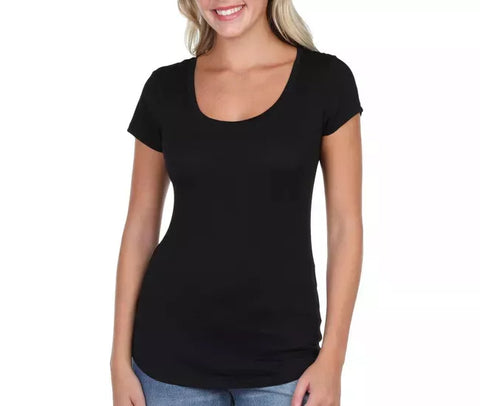 Aveto Women's Black Scoop-Neck Cap-Sleeve T-Shirt | Aveto In Lebanon