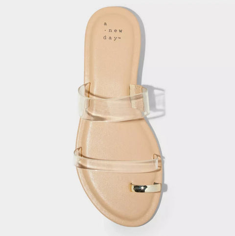A New Day Women's Tan Honey Metal Toe Loop Double Band Slide Sandals | A New Day In Lebanon