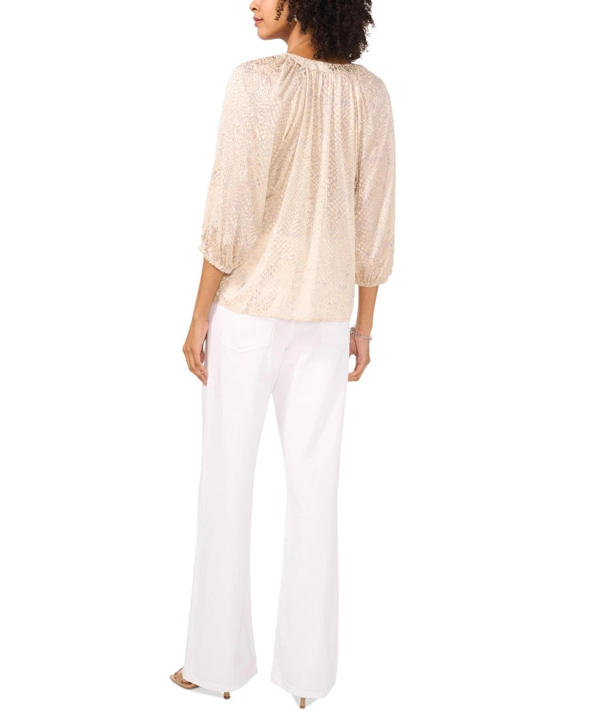 Vince Camuto Women’s Gold Printed Split Neck Raglan Sleeve  Shirt |Vince Camuto  in Lebanon