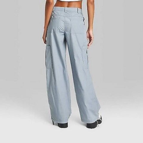 Wild Fable Women's Blue Mid-Rise Parachute Pants | Wild Fable In Lebanon