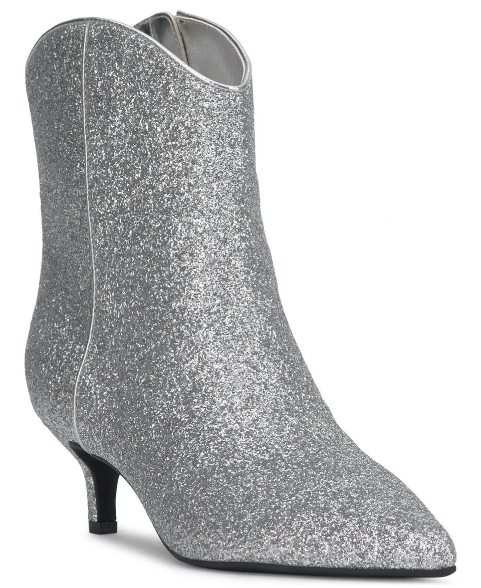 On 34th Women's Silver Glitter Tulip Aatira Booties | On 34th In Lebanon