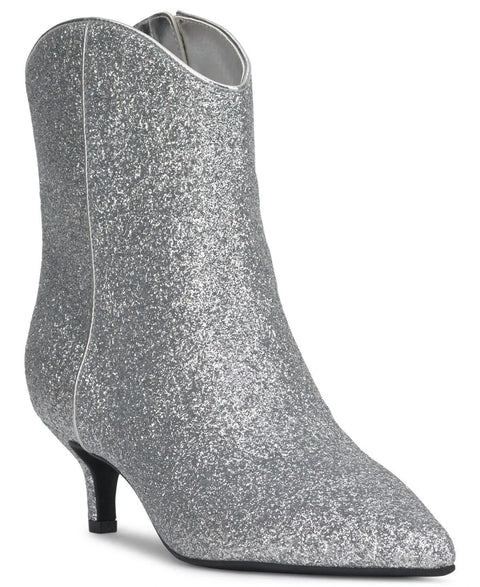 On 34th Women's Silver Glitter Tulip Aatira Booties | On 34th In Lebanon