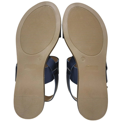Journee Collection Women's Navy Lavine  Multi Strap Sandals | Journee Collection  in Lebanon