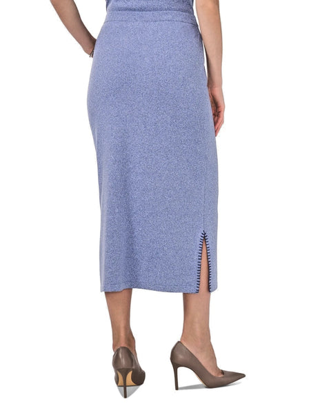 Vince Camuto Women's Washed Blue Whipstitched Midi Skirt | Vince Camuto In Lebanon