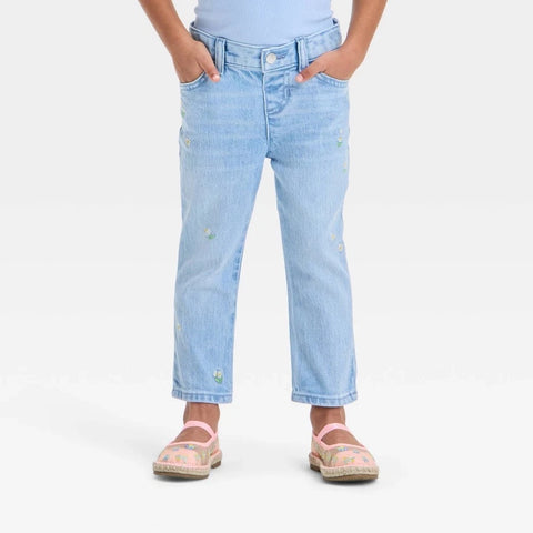Cat & Jack Girl's Light Wash Embroidered Daisy Pants | Cat & Jack In Lebanon