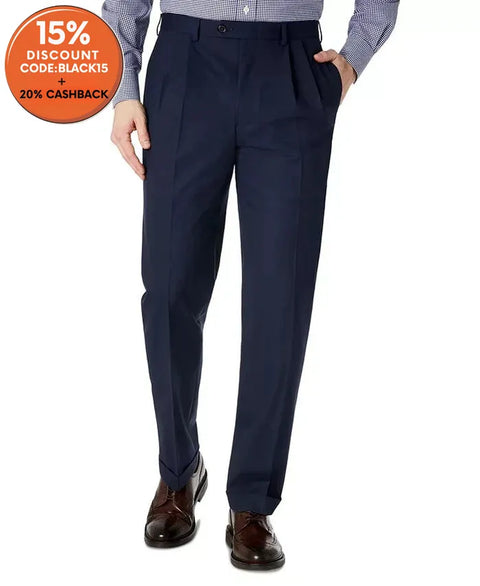 Lauren Ralph Lauren Men's Navy Classic-Fit Solid Pleated Dress Pants |Lauren Ralph Lauren In Lebanon