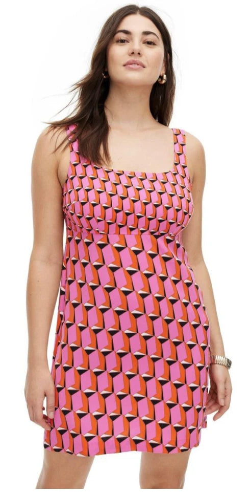 Diane Von Furstenberg Women's 90's Shift Pink Modern Geo Mini Dress | Diane Von Furstenberg In Lebanon