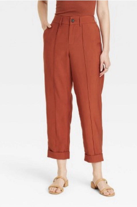 A New Day Women's Brick High-Rise Slim Fit Effortless Pintuck Ankle Pants  |A New Day In Lebanon