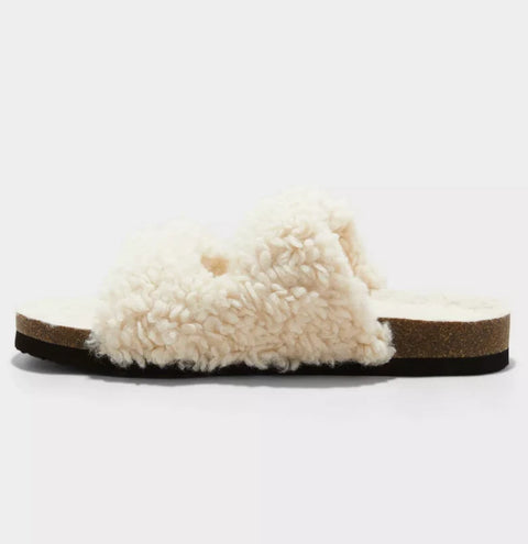 Auden Women's Cream Jane Two Band Buckle Slide Slippers | Auden In Lebanon