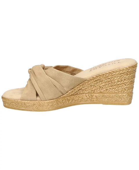 Easy Street Women's Beige Ghita Slip-On Wedge Sandals | Easy Street In Lebanon