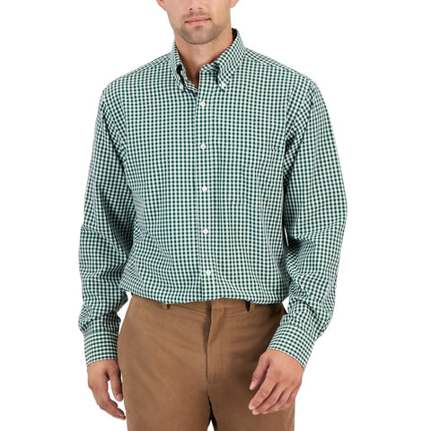 Club Room Men's Green & White Regular Fit Traveler Dress Shirt | Club Room In Lebanon