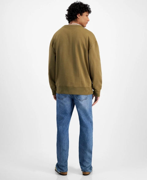 Mode of One Men's Army Brown Relaxed-Fit Fleece Sweatshirt | Stone Island In Lebanon