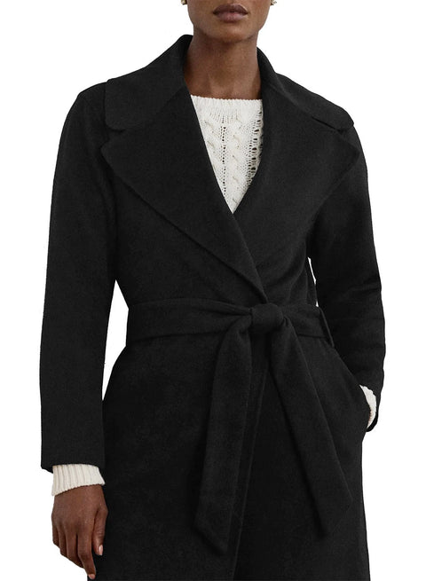 Lauren Ralph Lauren Women's Black Double Faced Wool Blend Wrap Coat | Lauren Ralph Lauren In Lebanon