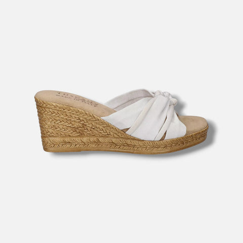 Easy Street Women's White Ghita Slip-On Wedge Sandals | Easy Street In Lebanon