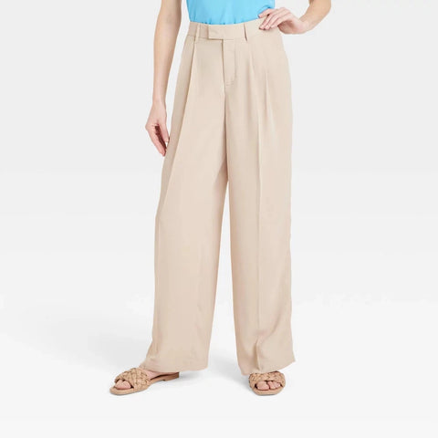 A New Day Women's Tan High-Rise Wide Leg Fluid Pants |A New Day In Lebanon