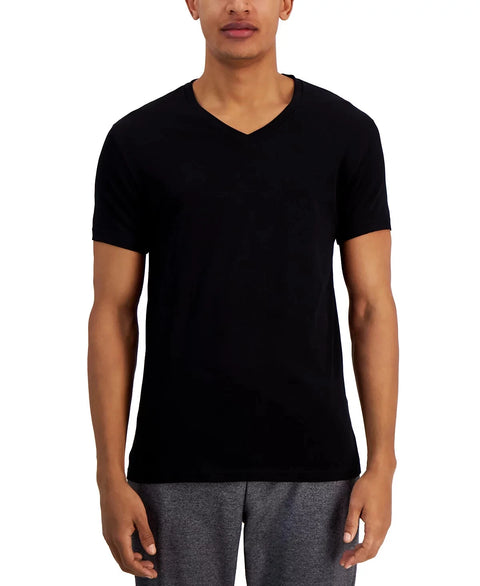 Alfani Men's Black  Cotton Slim Fit V-Neck T-Shirts | Alfani In Lebanon