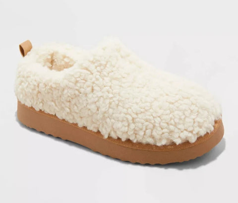 Cat & Jack Women's White Shearling Clog Slippers | Cat & Jack In Lebanon