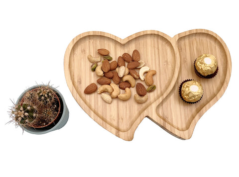 SD 2 Hearts Shape Wood Serving Plate | SD In Lebanon