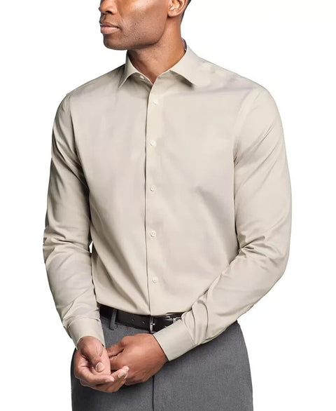 Calvin Klein Men's Beige Regular Fit Steel Plus Dress Shirt | Calvin Klein In Lebanon