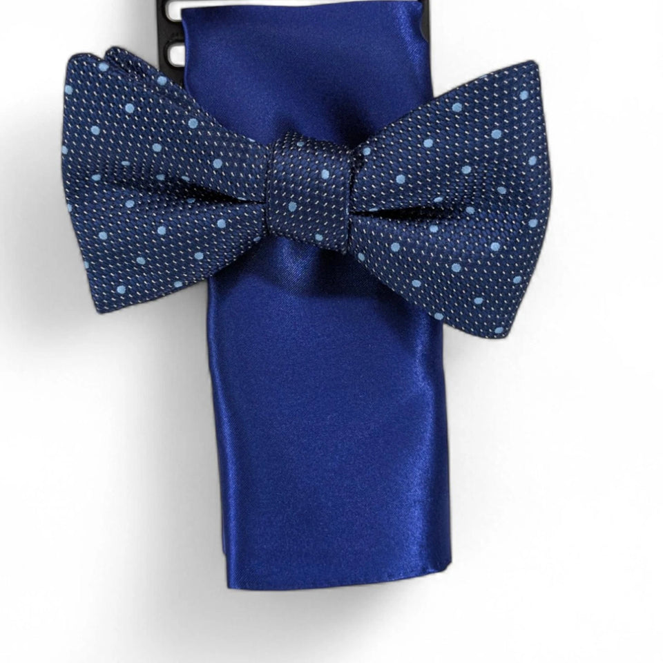 AlfaniMen's Navy Blue Dot Bow Tie Pre-Tied Necktie Solid Pocket Square Bowtie | AlfaniIn Lebanon