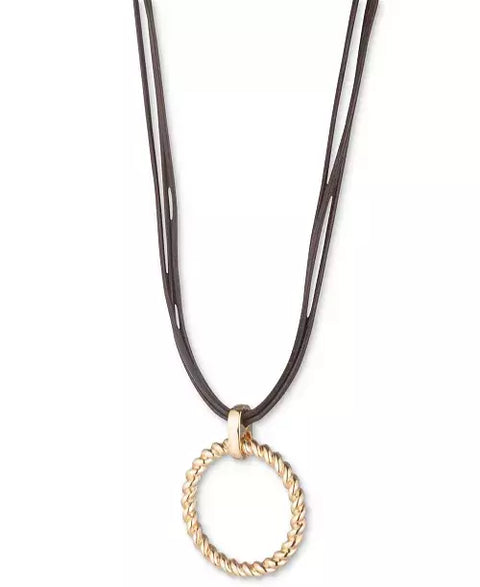 Lauren Ralph Lauren Women's Gold-Tone Coiled Circle Leathe Black Necklace | Lauren Ralph Lauren in Lebanon